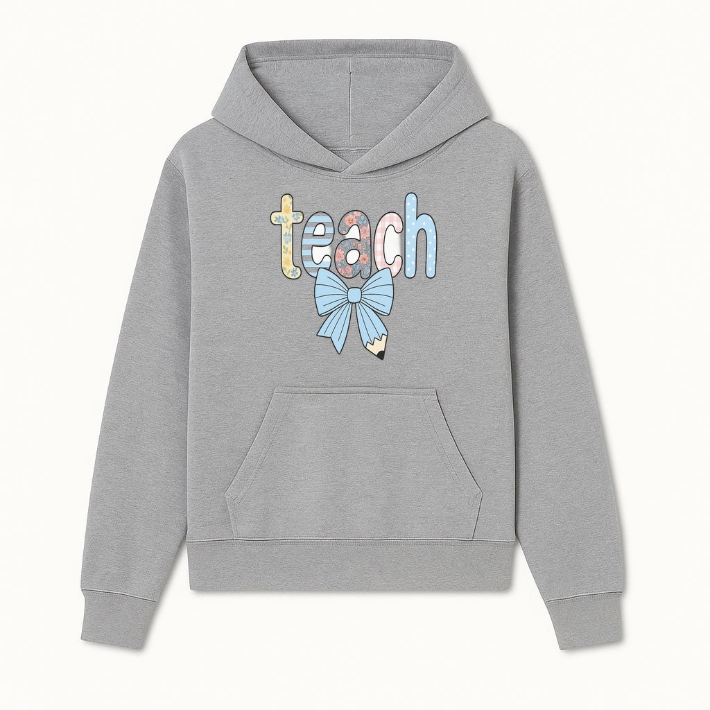 Colorful Teach Sign with Floral Letters and Bow, Classroom Decor, Teacher Appreciation Gift, Educational Wall Art - Hoodie 1758093390514.jpg
