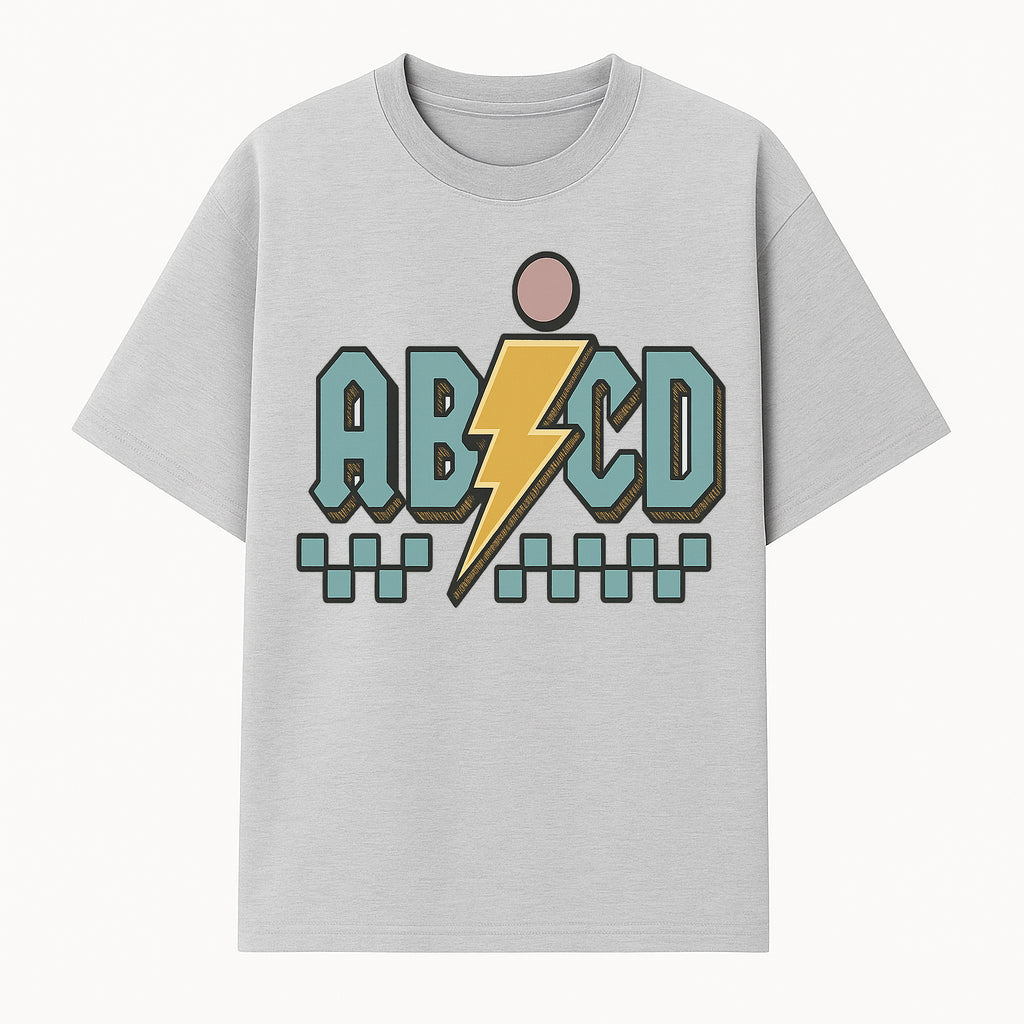 Colorful ABCD Lightning Bolt Graphic Tee for Kids - Fun, Educational, and Stylish Clothing - T-shirt 1758093390528.jpg