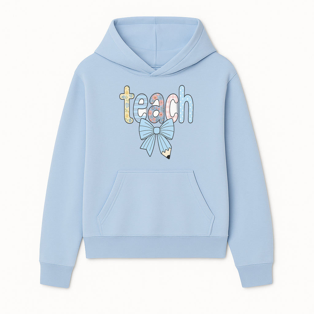 Colorful Teach Sign with Floral Letters and Bow, Classroom Decor, Teacher Appreciation Gift, Educational Wall Art - Hoodie 1758093390686.jpg