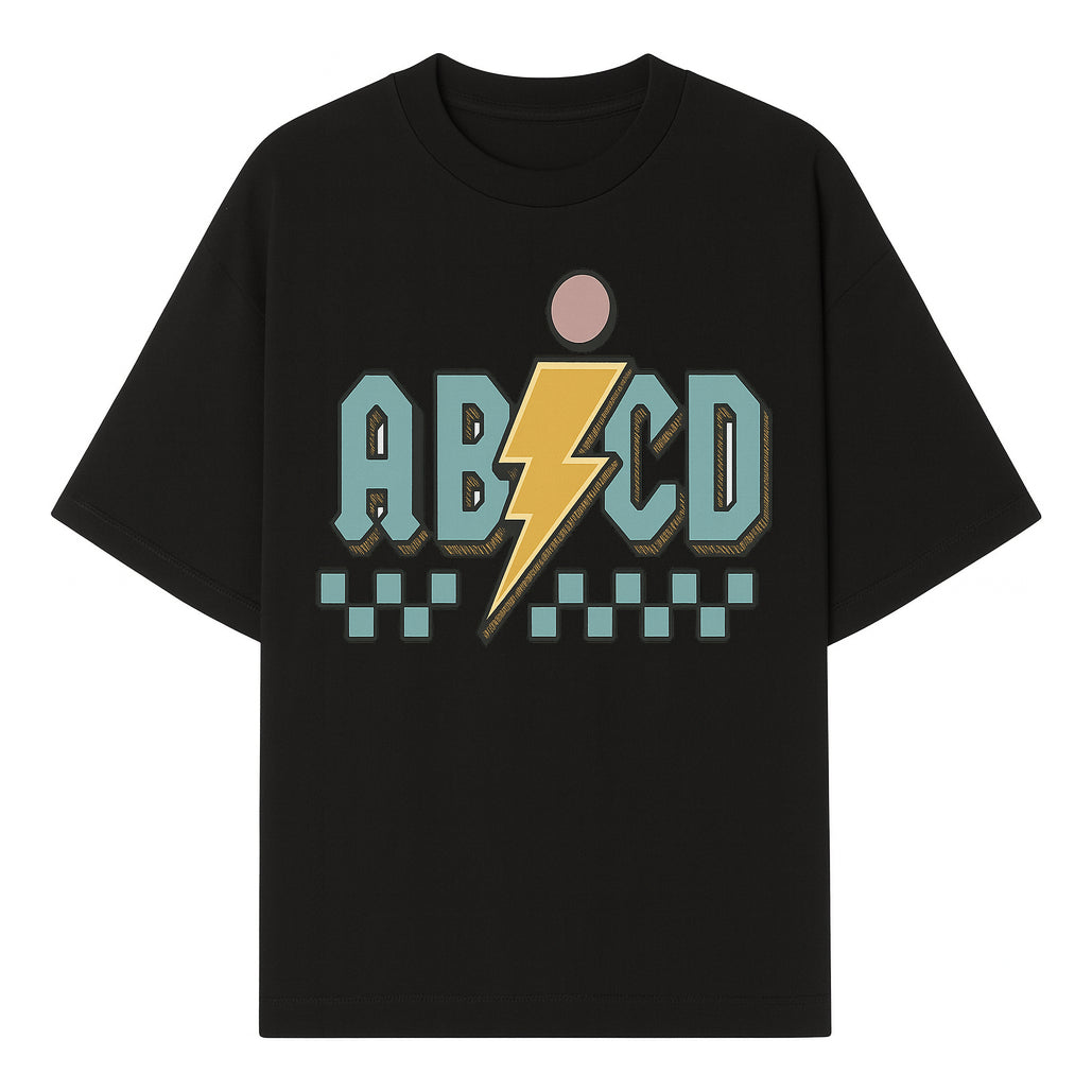 Colorful ABCD Lightning Bolt Graphic Tee for Kids - Fun, Educational, and Stylish Clothing - T-shirt 1758093390711.jpg