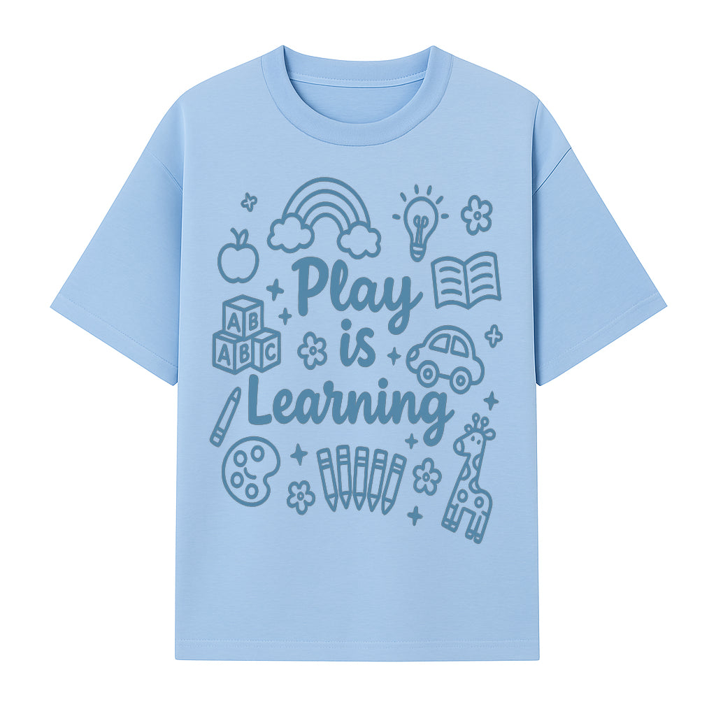 Play is Learning Kids Wall Art - Educational Nursery Decor with Rainbow, Blocks, and Fun Illustrations for Children s Room - T-shirt 1758093390746.jpg