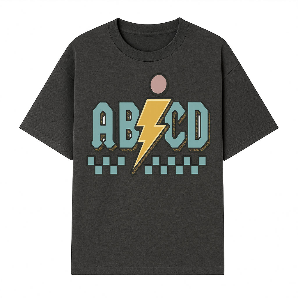 Colorful ABCD Lightning Bolt Graphic Tee for Kids - Fun, Educational, and Stylish Clothing - T-shirt 1758093390929.jpg