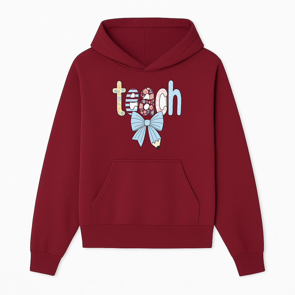Colorful Teach Sign with Floral Letters and Bow, Classroom Decor, Teacher Appreciation Gift, Educational Wall Art - Hoodie 1758093390995.jpg