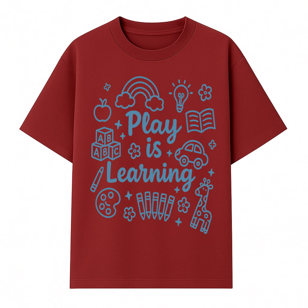 Play is Learning Kids Wall Art - Educational Nursery Decor with Rainbow, Blocks, and Fun Illustrations for Children s Room - T-shirt 1758093391056.jpg