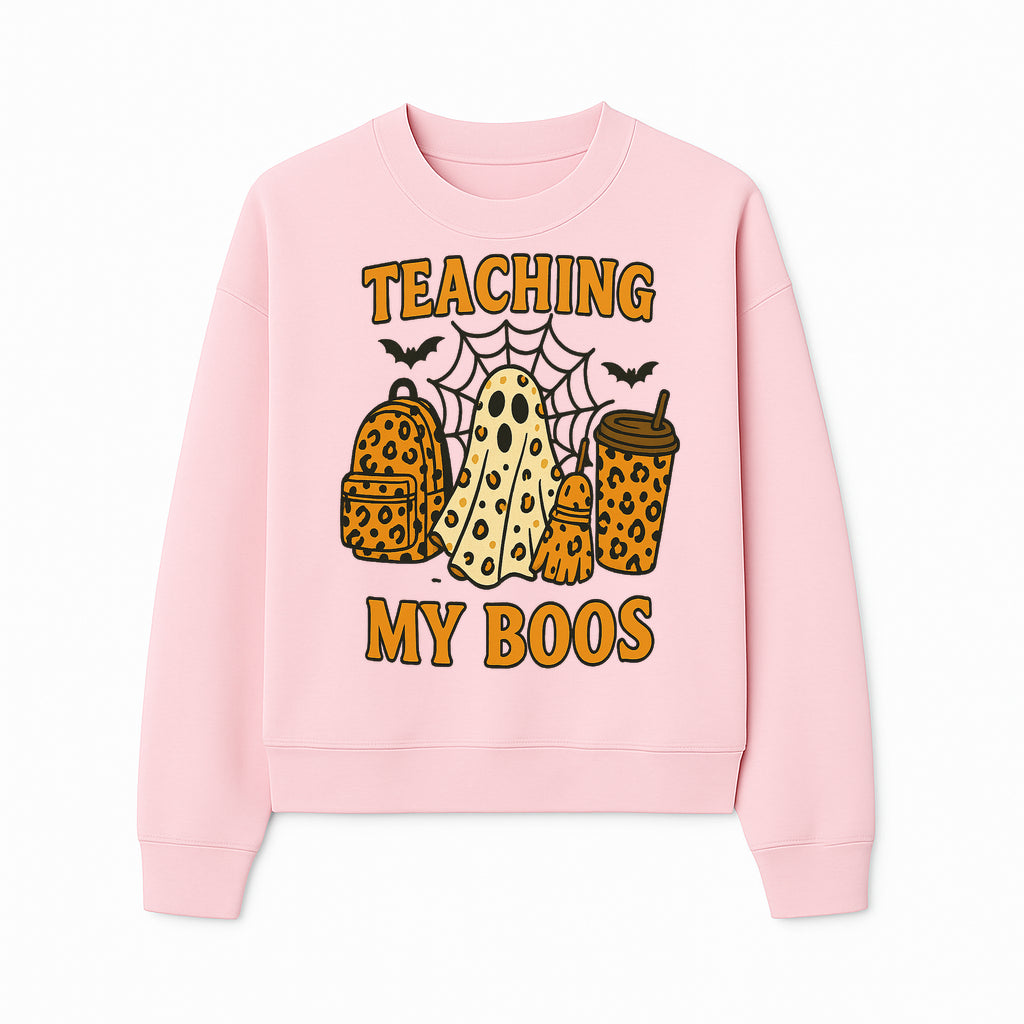 Teaching My Boos Halloween Ghosts & Leopard Print Backpack T-Shirt, Cute Teacher Gift for Kids, Spooky Season Apparel - Sweatshirt 1758093391067.jpg