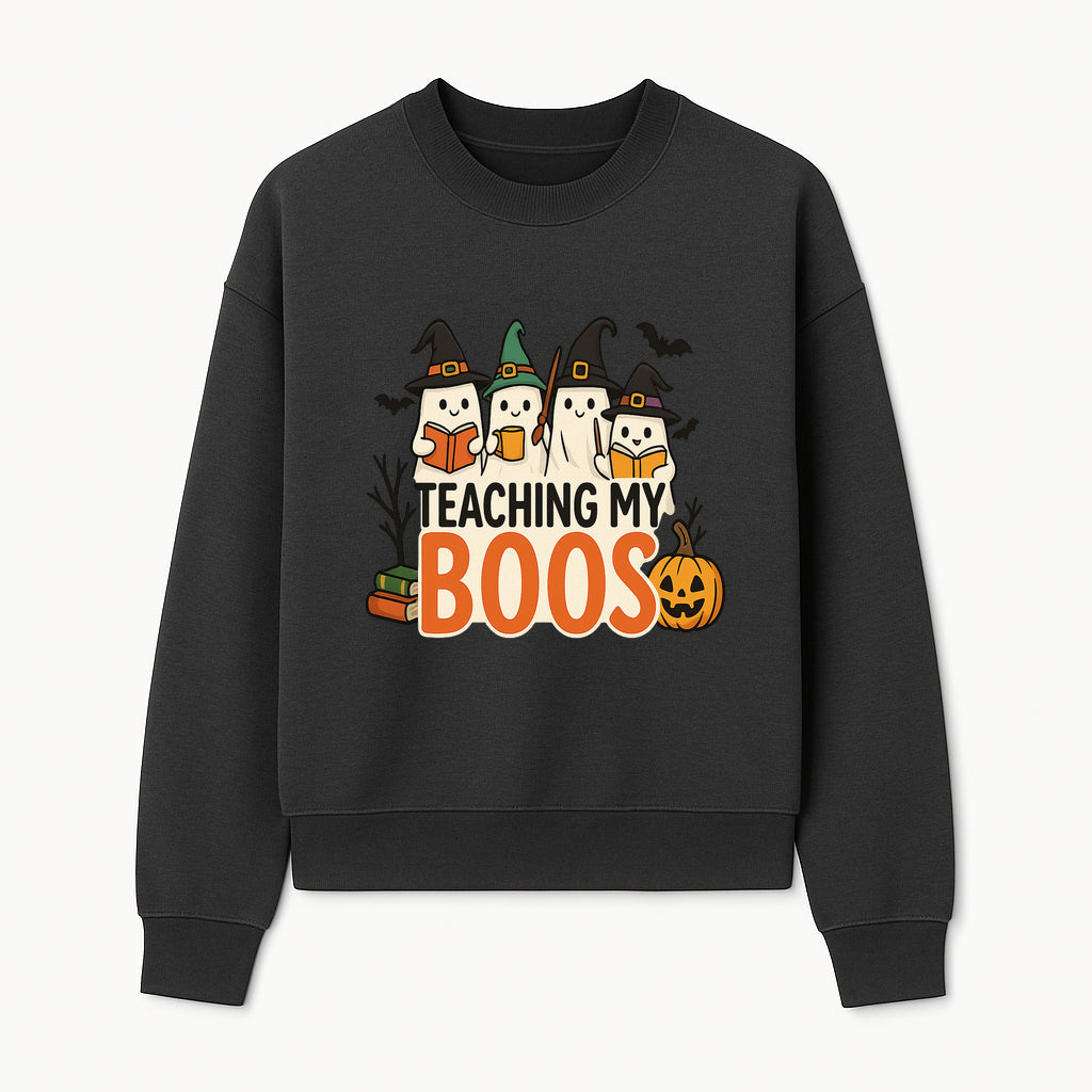Teaching My Boos Halloween Ghosts Graphic Tee, Cute Witch Ghosts, Spooky Fun, Fall Apparel for Kids and Adults - Sweatshirt 1758093391108.jpg