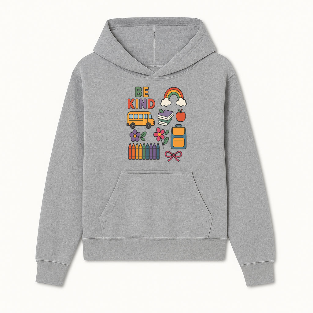 Be Kind School Decor - Colorful Bus, Books, Apple, Rainbow & Flowers - Cute Classroom Wall Art for Kids and Teachers - Hoodie 1758093391112.jpg