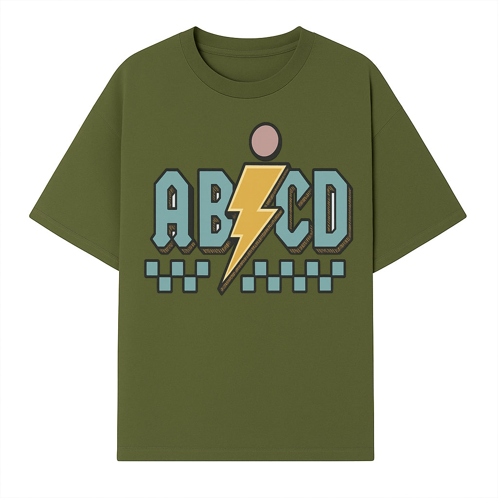 Colorful ABCD Lightning Bolt Graphic Tee for Kids - Fun, Educational, and Stylish Clothing - T-shirt 1758093391117.jpg