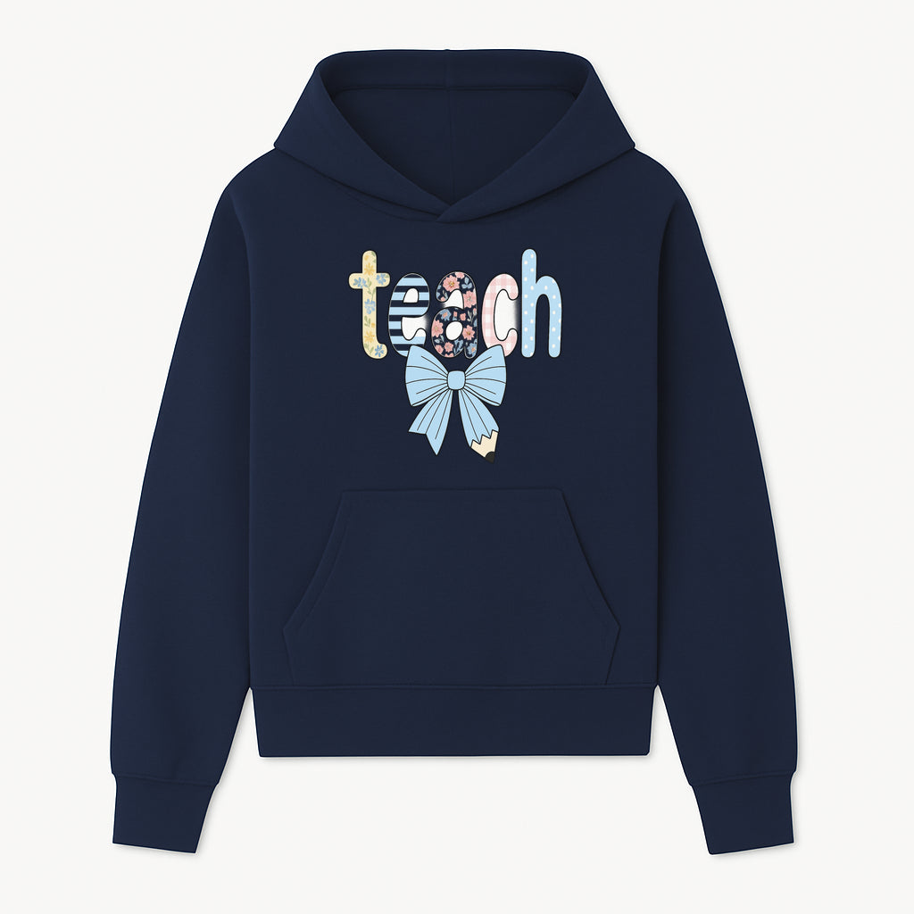 Colorful Teach Sign with Floral Letters and Bow, Classroom Decor, Teacher Appreciation Gift, Educational Wall Art - Hoodie 1758093391158.jpg