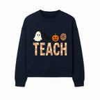 Halloween Teacher Decor | Cute Ghost, Bat, Pumpkin, Spiderweb | Floral 'Teach' Sign | Classroom Wall Art | Fall Aesthetic - Sweatshirt 1758093391168.jpg
