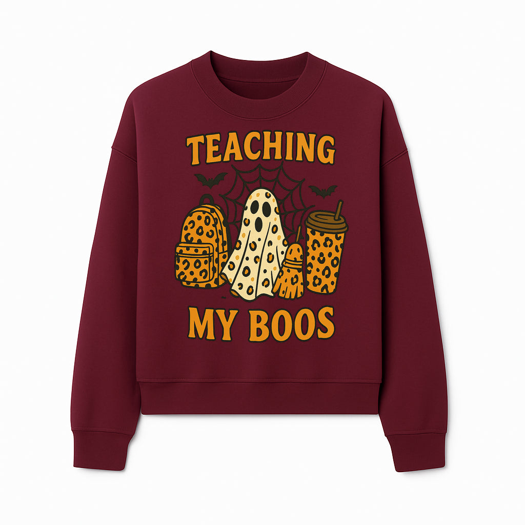 Teaching My Boos Halloween Ghosts & Leopard Print Backpack T-Shirt, Cute Teacher Gift for Kids, Spooky Season Apparel - Sweatshirt 1758093391221.jpg