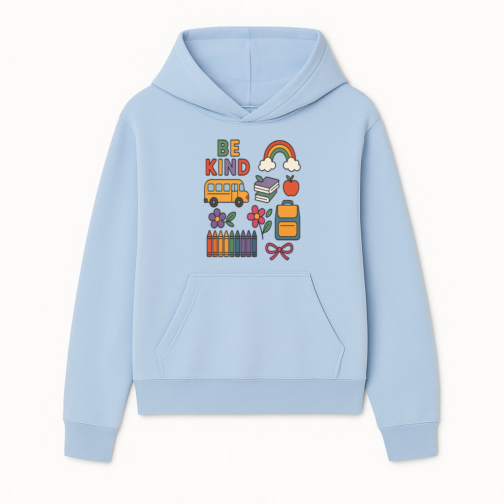 Be Kind School Decor - Colorful Bus, Books, Apple, Rainbow & Flowers - Cute Classroom Wall Art for Kids and Teachers - Hoodie 1758093391271.jpg