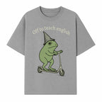 Funny Frog Scooting Off to Teach English T-Shirt, Cute Teacher Gift, Humorous Classroom Apparel, Whimsical Design for ESL Educators - T-shirt 1758093391300.jpg