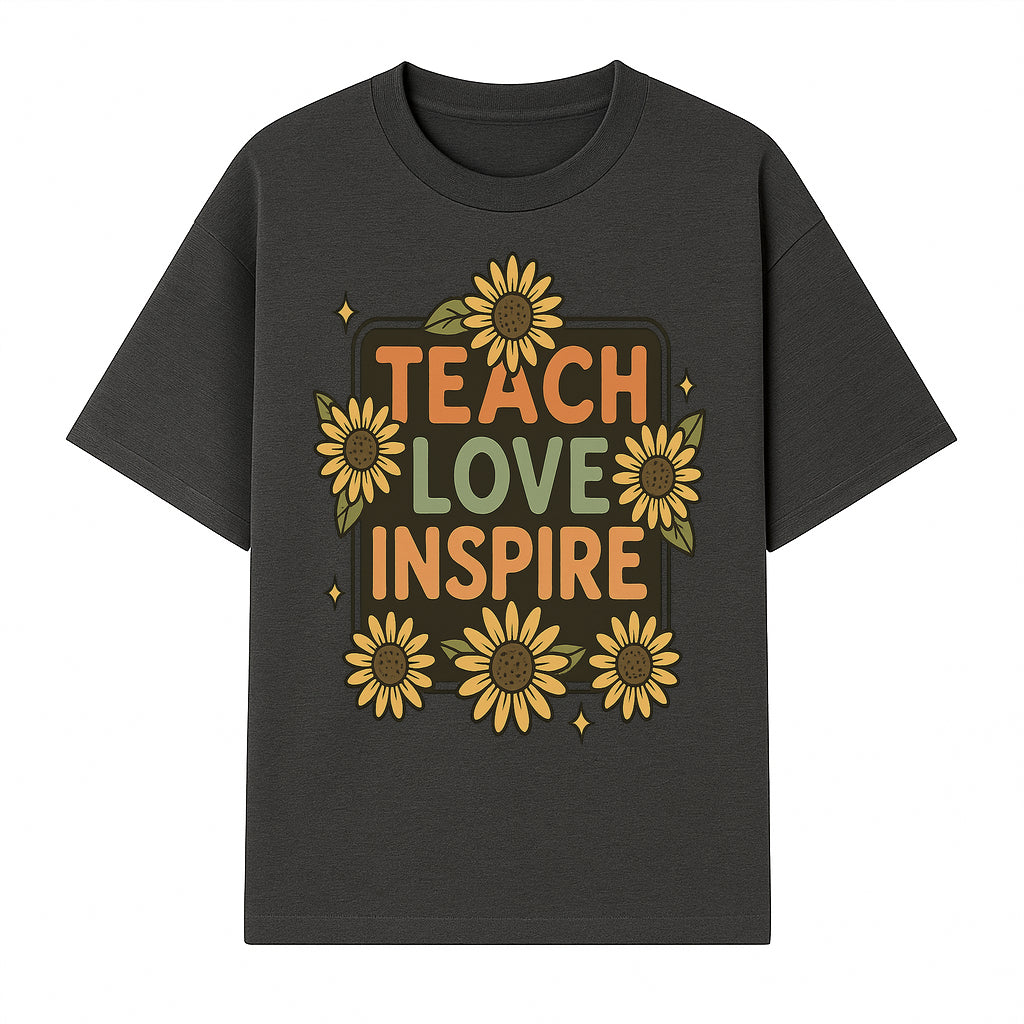 Teach Love Inspire Wall Art with Sunflowers - Motivational Home Decor for Teachers and Educators, Positive Vibes Decor - T-shirt 1758093391305.jpg
