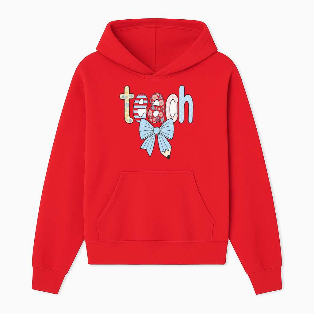 Colorful Teach Sign with Floral Letters and Bow, Classroom Decor, Teacher Appreciation Gift, Educational Wall Art - Hoodie 1758093391341.jpg