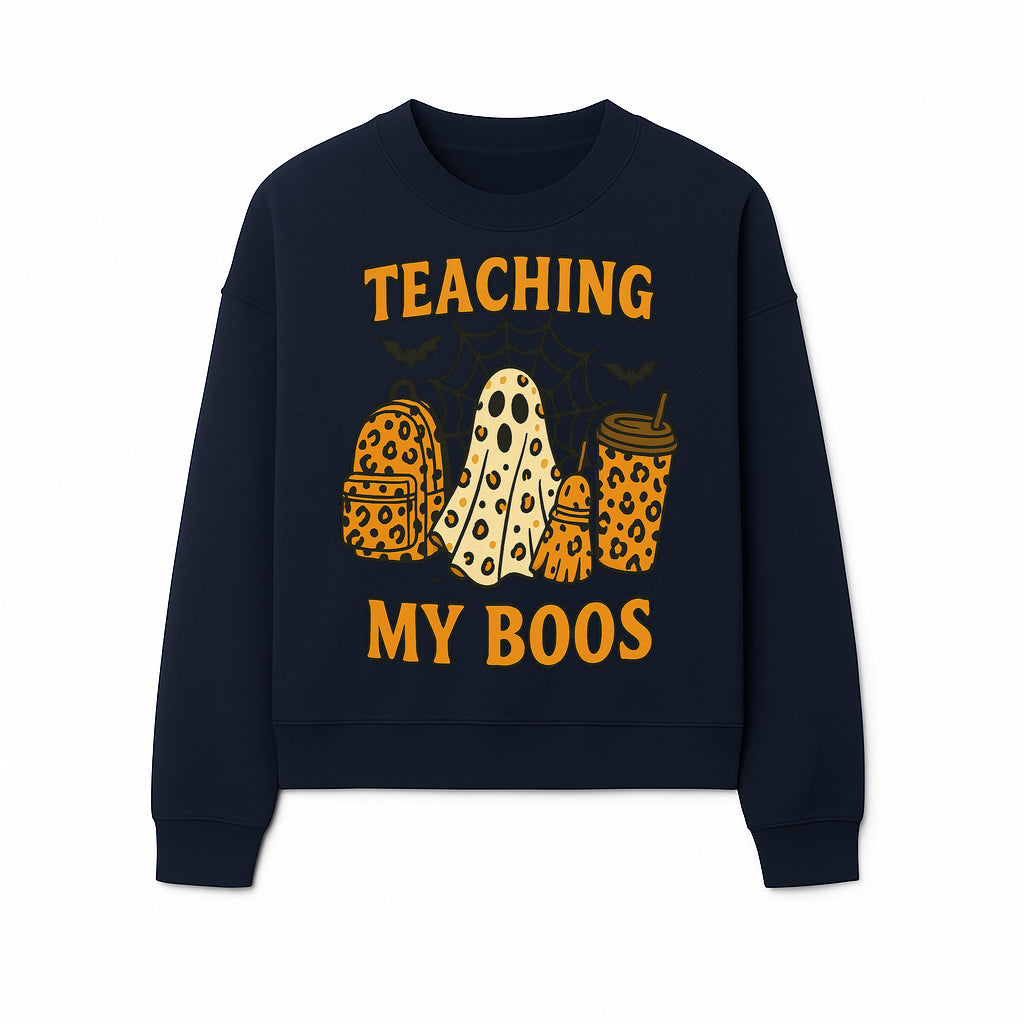 Teaching My Boos Halloween Ghosts & Leopard Print Backpack T-Shirt, Cute Teacher Gift for Kids, Spooky Season Apparel - Sweatshirt 1758093391350.jpg