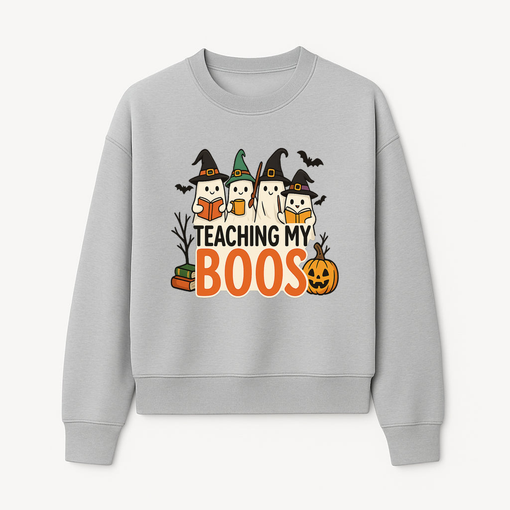 Teaching My Boos Halloween Ghosts Graphic Tee, Cute Witch Ghosts, Spooky Fun, Fall Apparel for Kids and Adults - Sweatshirt 1758093391378.jpg