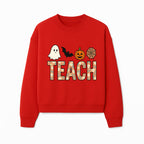 Halloween Teacher Decor | Cute Ghost, Bat, Pumpkin, Spiderweb | Floral 'Teach' Sign | Classroom Wall Art | Fall Aesthetic - Sweatshirt 1758093391404.jpg