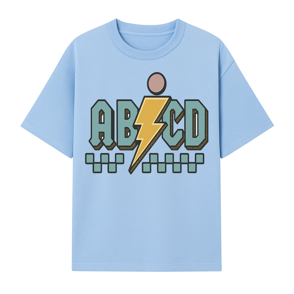 Colorful ABCD Lightning Bolt Graphic Tee for Kids - Fun, Educational, and Stylish Clothing - T-shirt 1758093391429.jpg