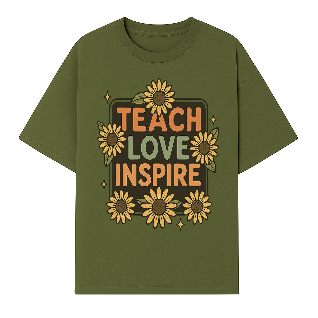 Teach Love Inspire Wall Art with Sunflowers - Motivational Home Decor for Teachers and Educators, Positive Vibes Decor - T-shirt 1758093391485.jpg