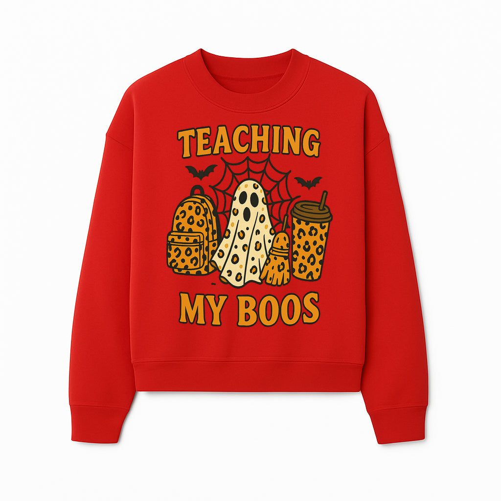 Teaching My Boos Halloween Ghosts & Leopard Print Backpack T-Shirt, Cute Teacher Gift for Kids, Spooky Season Apparel - Sweatshirt 1758093391500.jpg