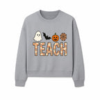 Halloween Teacher Decor | Cute Ghost, Bat, Pumpkin, Spiderweb | Floral 'Teach' Sign | Classroom Wall Art | Fall Aesthetic - Sweatshirt 1758093391584.jpg