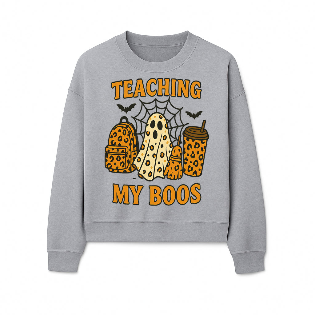 Teaching My Boos Halloween Ghosts & Leopard Print Backpack T-Shirt, Cute Teacher Gift for Kids, Spooky Season Apparel - Sweatshirt 1758093391637.jpg