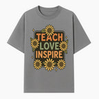 Teach Love Inspire Wall Art with Sunflowers - Motivational Home Decor for Teachers and Educators, Positive Vibes Decor - T-shirt 1758093391670.jpg