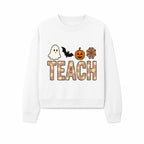 Halloween Teacher Decor | Cute Ghost, Bat, Pumpkin, Spiderweb | Floral 'Teach' Sign | Classroom Wall Art | Fall Aesthetic - Sweatshirt 1758093391756.jpg