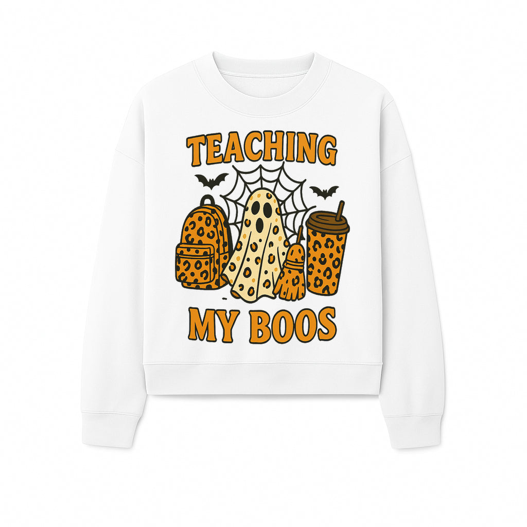 Teaching My Boos Halloween Ghosts & Leopard Print Backpack T-Shirt, Cute Teacher Gift for Kids, Spooky Season Apparel - Sweatshirt 1758093391784.jpg