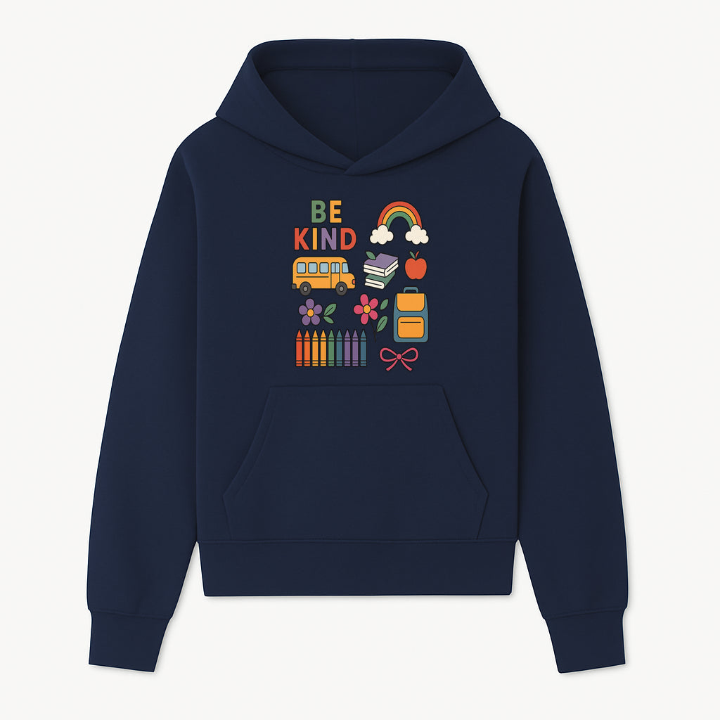 Be Kind School Decor - Colorful Bus, Books, Apple, Rainbow & Flowers - Cute Classroom Wall Art for Kids and Teachers - Hoodie 1758093391796.jpg