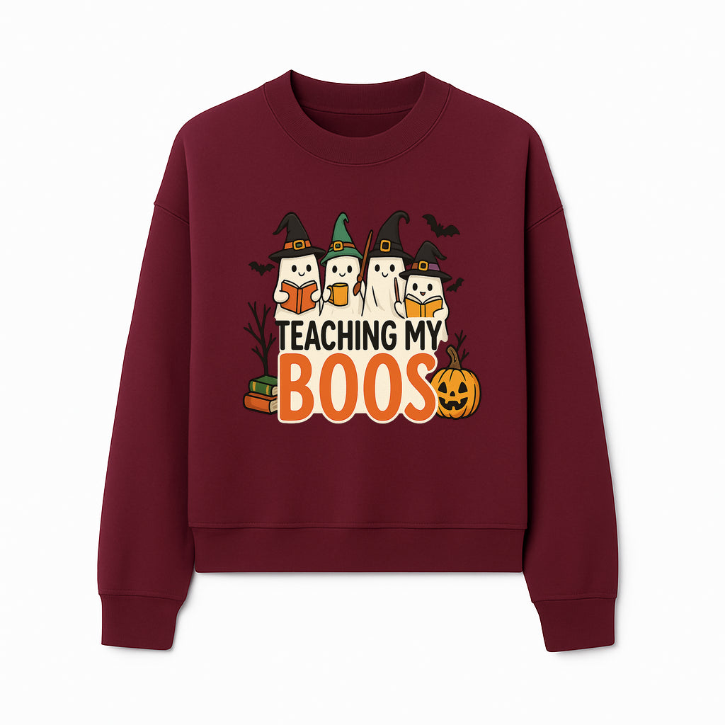 Teaching My Boos Halloween Ghosts Graphic Tee, Cute Witch Ghosts, Spooky Fun, Fall Apparel for Kids and Adults - Sweatshirt 1758093391874.jpg
