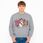 Halloween Ghost Teacher T-Shirt | Cute Ghost with Pencil | Fun Teaching Apparel | Spooky Season Gift for Educators - Sweatshirt 1758093391877.jpg