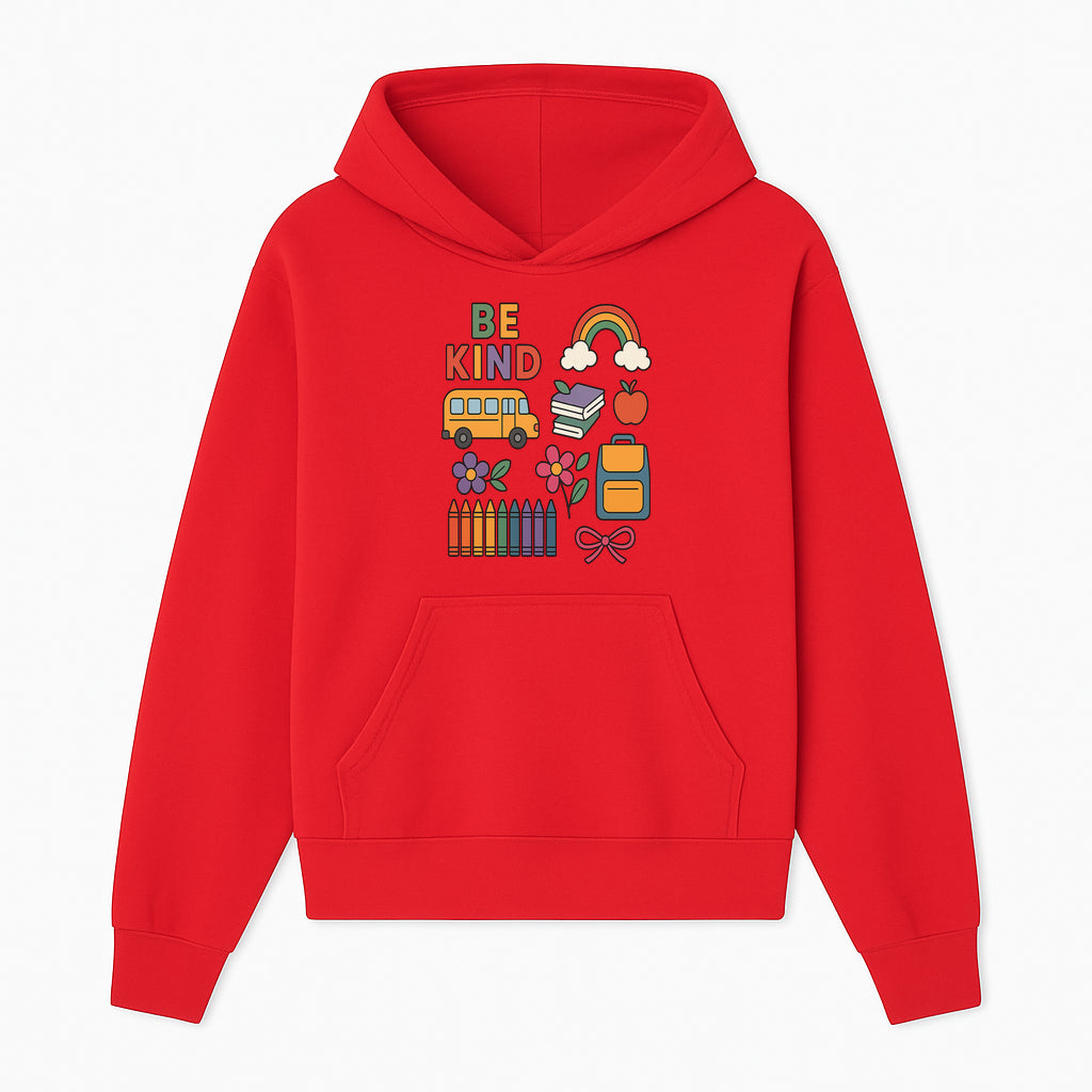 Be Kind School Decor - Colorful Bus, Books, Apple, Rainbow & Flowers - Cute Classroom Wall Art for Kids and Teachers - Hoodie 1758093391991.jpg