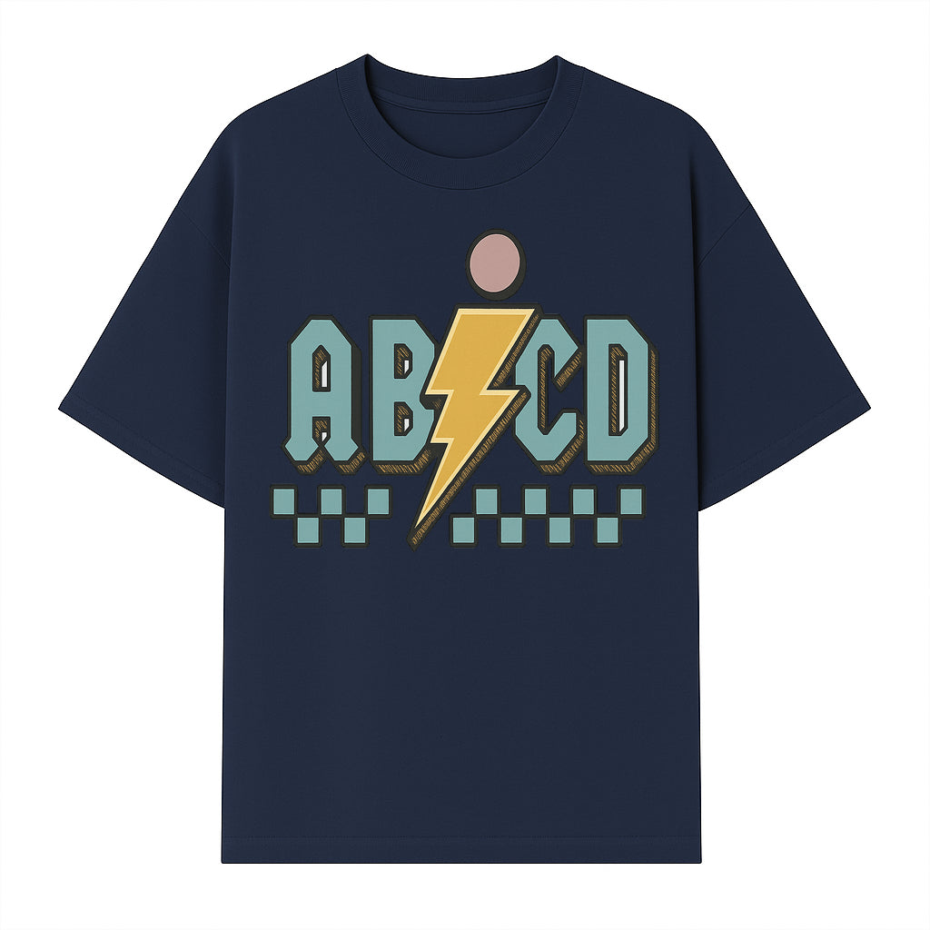 Colorful ABCD Lightning Bolt Graphic Tee for Kids - Fun, Educational, and Stylish Clothing - T-shirt 1758093392037.jpg