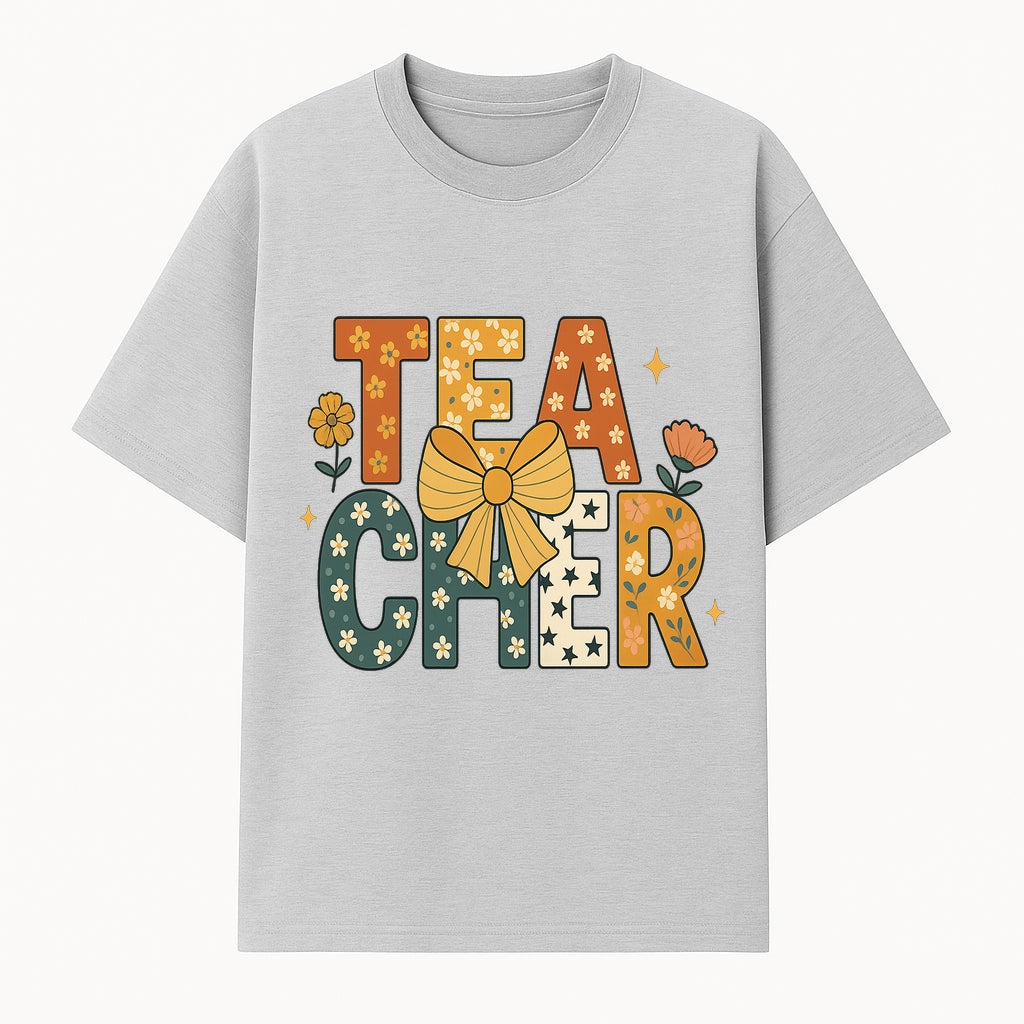 Floral Teacher Appreciation Art Print with Ribbon - Cute Gifts for Educators and Classroom Decor - T-shirt 1758093392153.jpg