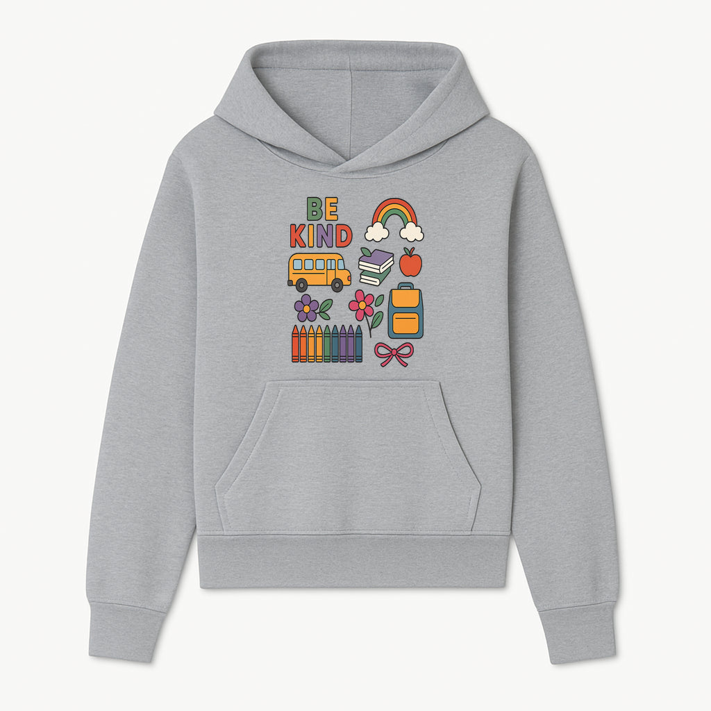 Be Kind School Decor - Colorful Bus, Books, Apple, Rainbow & Flowers - Cute Classroom Wall Art for Kids and Teachers - Hoodie 1758093392159.jpg