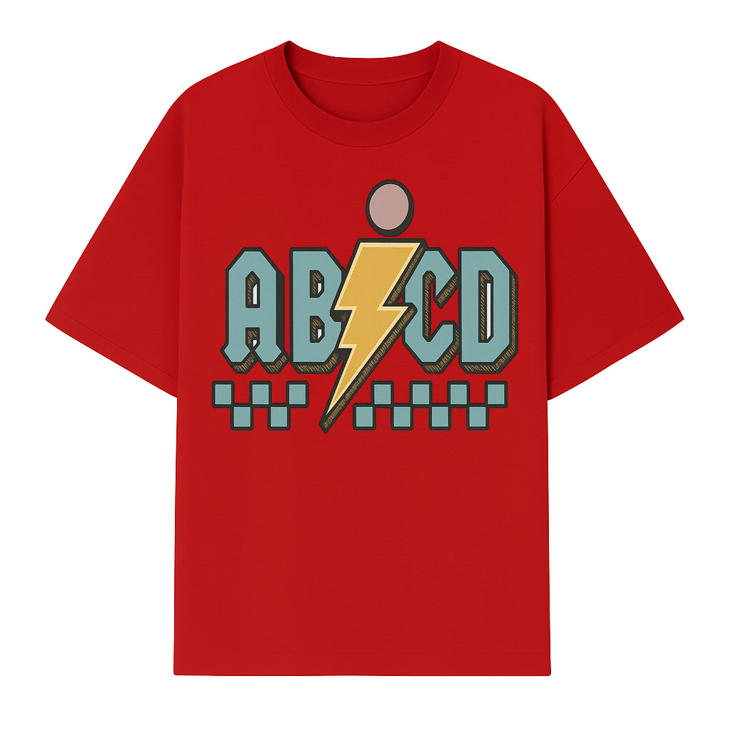 Colorful ABCD Lightning Bolt Graphic Tee for Kids - Fun, Educational, and Stylish Clothing - T-shirt 1758093392193.jpg