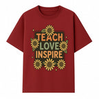 Teach Love Inspire Wall Art with Sunflowers - Motivational Home Decor for Teachers and Educators, Positive Vibes Decor - T-shirt 1758093392247.jpg