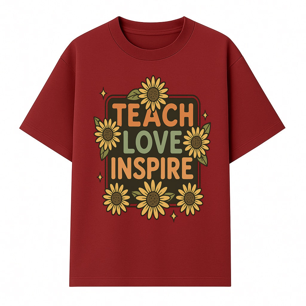 Teach Love Inspire Wall Art with Sunflowers - Motivational Home Decor for Teachers and Educators, Positive Vibes Decor - T-shirt 1758093392247.jpg