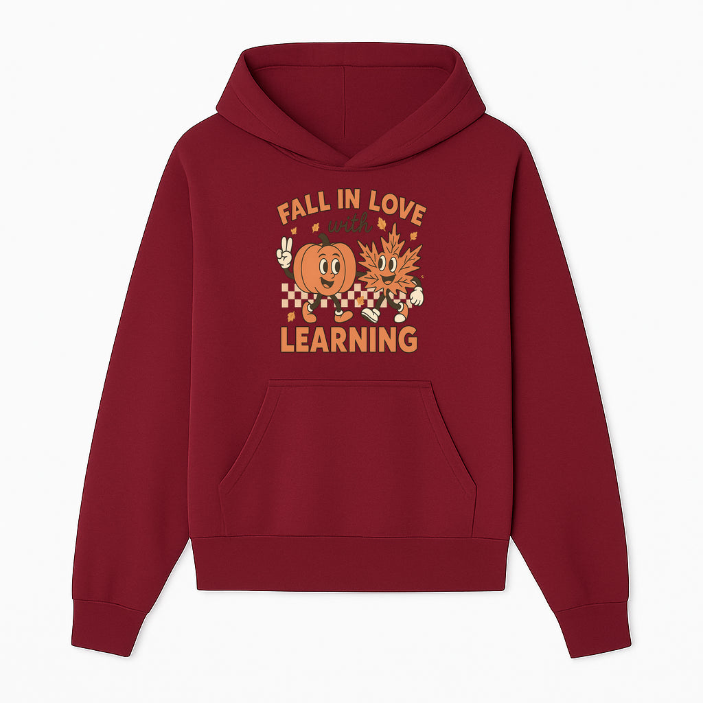 Fall in Love with Learning: Cute Pumpkin & Leaf Character Autumn School Decor - Hoodie 1758093392339.jpg