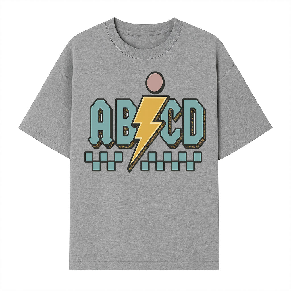 Colorful ABCD Lightning Bolt Graphic Tee for Kids - Fun, Educational, and Stylish Clothing - T-shirt 1758093392348.jpg