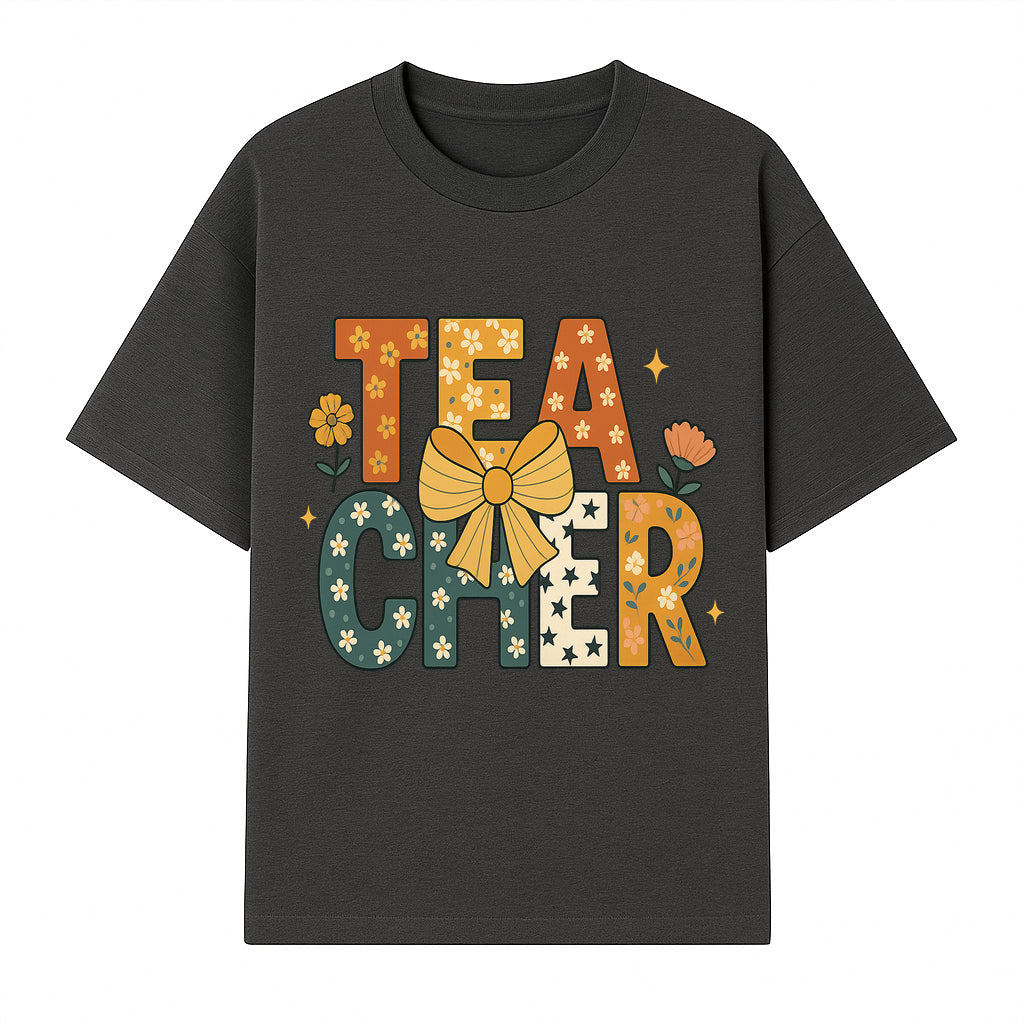 Floral Teacher Appreciation Art Print with Ribbon - Cute Gifts for Educators and Classroom Decor - T-shirt 1758093392509.jpg