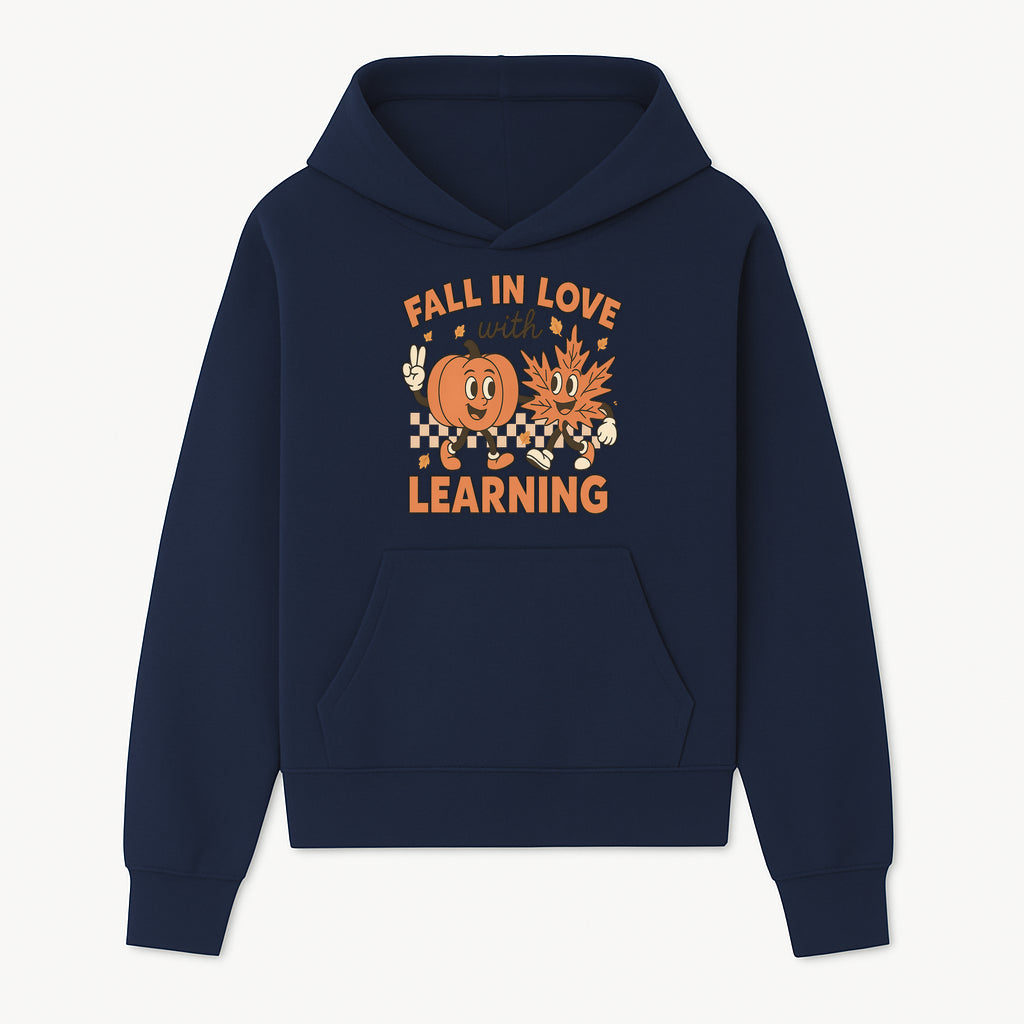Fall in Love with Learning: Cute Pumpkin & Leaf Character Autumn School Decor - Hoodie 1758093392523.jpg