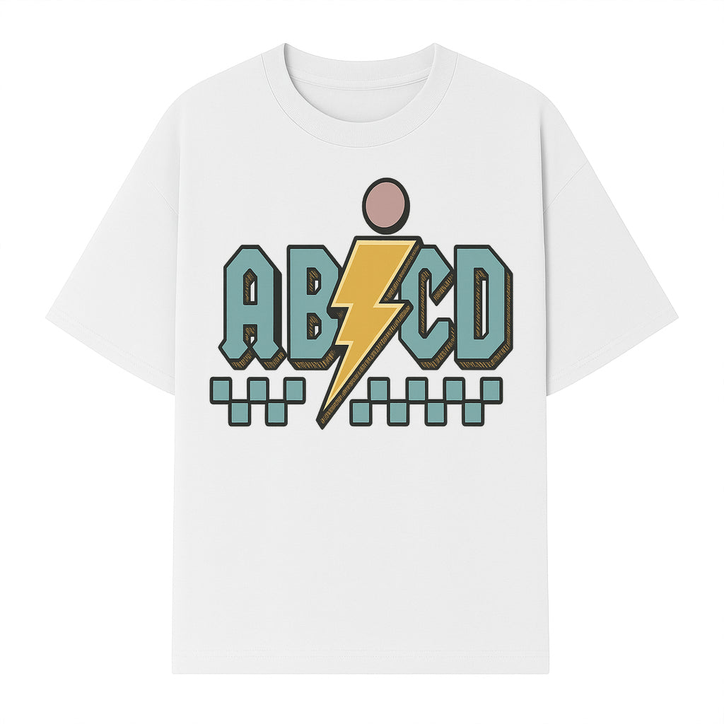 Colorful ABCD Lightning Bolt Graphic Tee for Kids - Fun, Educational, and Stylish Clothing - T-shirt 1758093392543.jpg