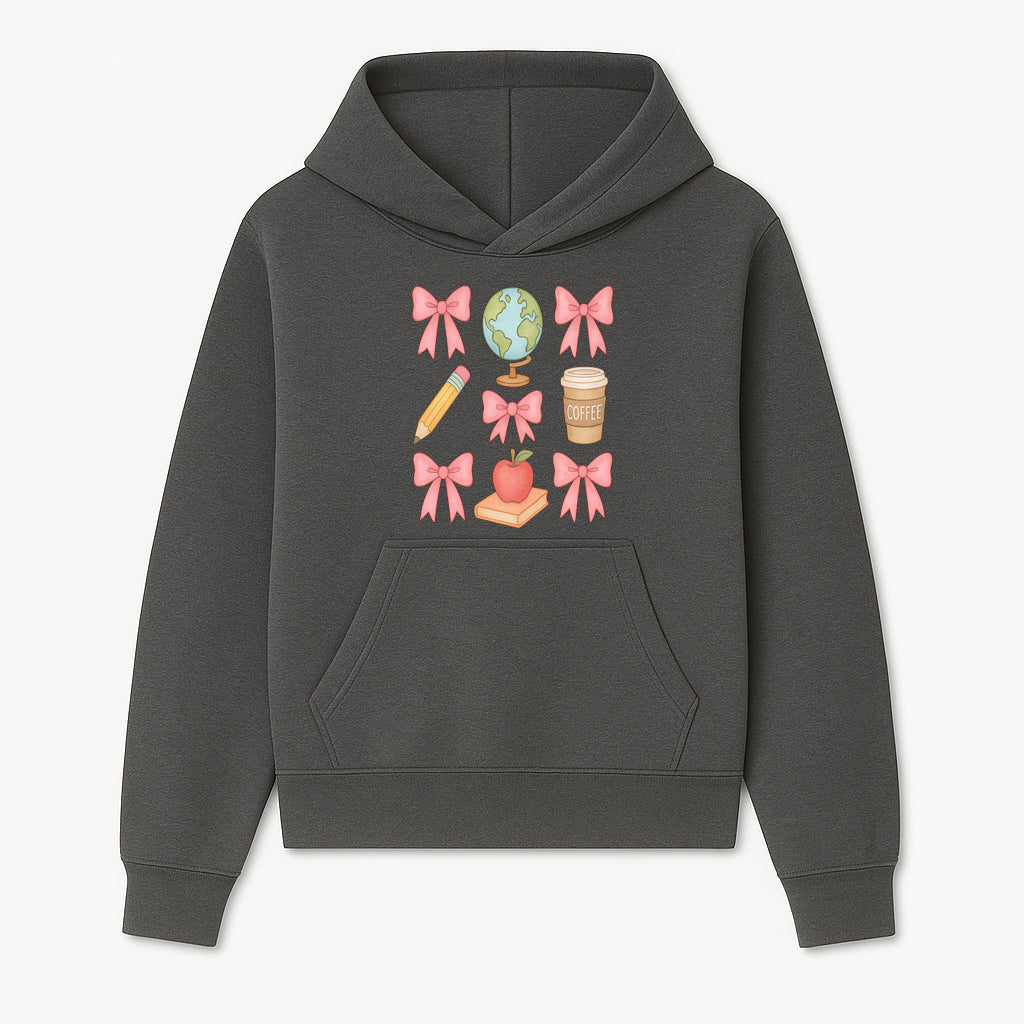 Colorful School and Coffee Themed Stickers Set with Bows, Apple, Globe, Pencil, and Books - Cute Teacher Gifts - Hoodie 1758093392606.jpg