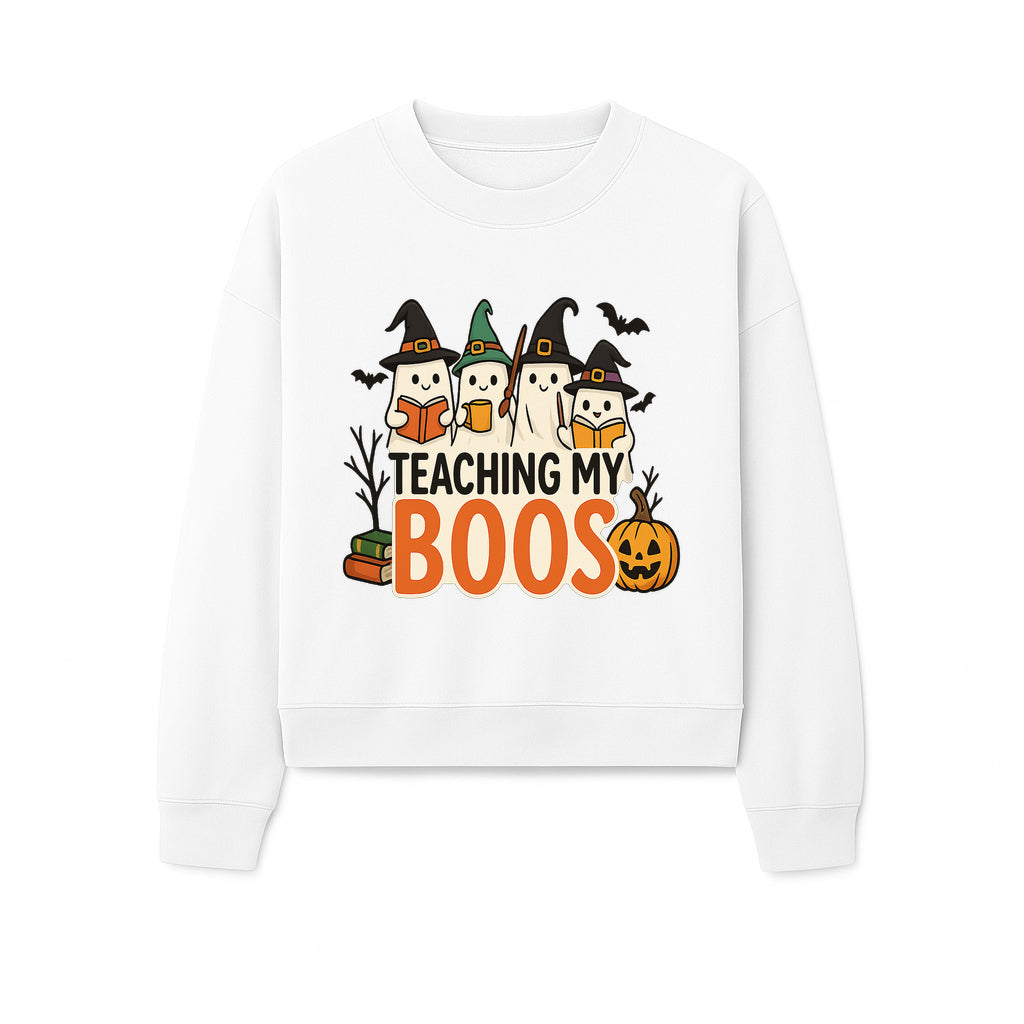 Teaching My Boos Halloween Ghosts Graphic Tee, Cute Witch Ghosts, Spooky Fun, Fall Apparel for Kids and Adults - Sweatshirt 1758093392678.jpg