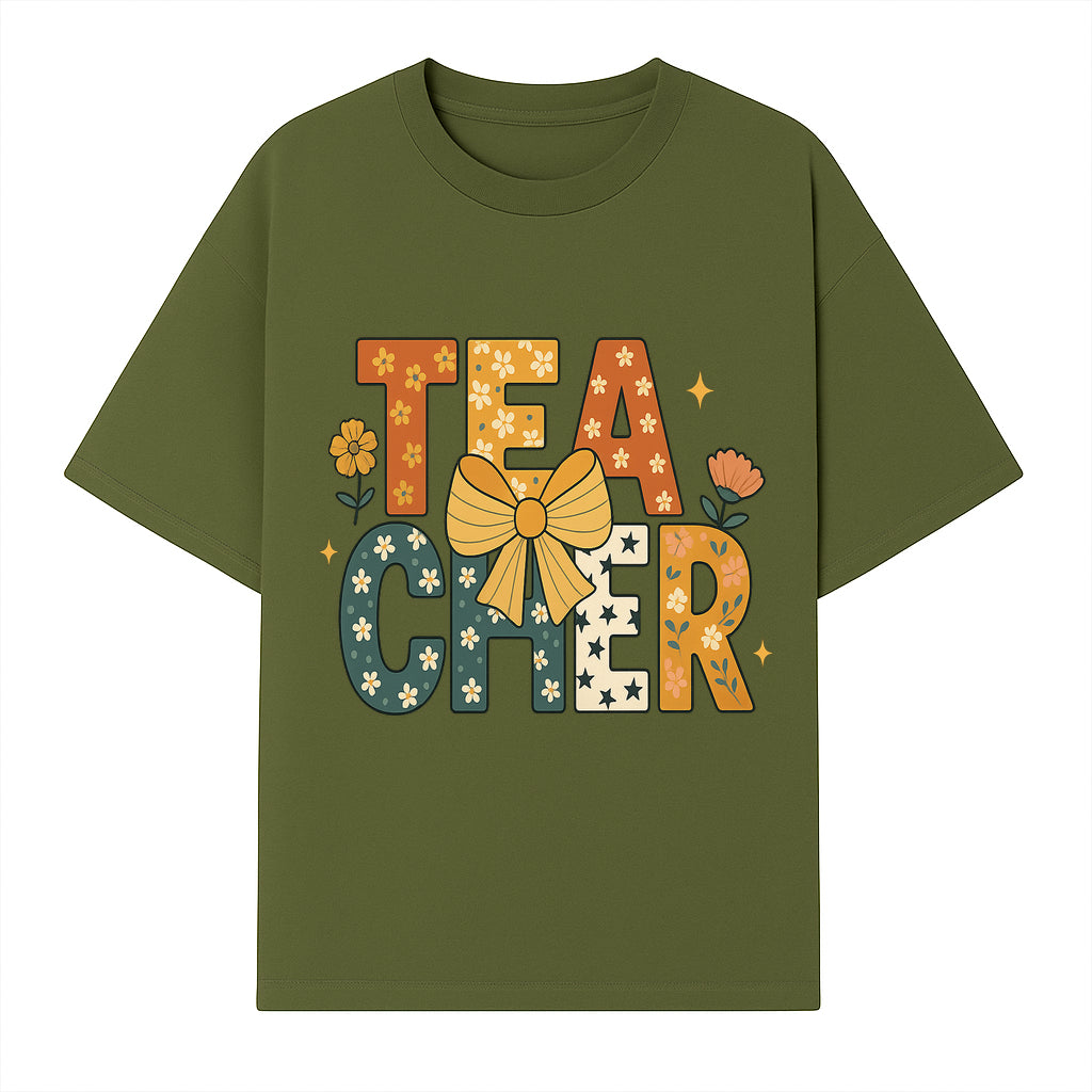 Floral Teacher Appreciation Art Print with Ribbon - Cute Gifts for Educators and Classroom Decor - T-shirt 1758093392722.jpg