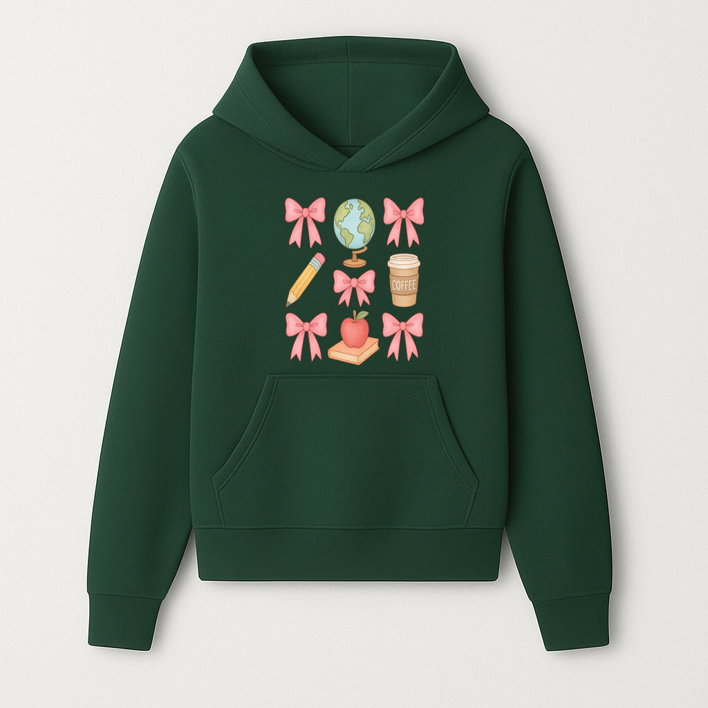 Colorful School and Coffee Themed Stickers Set with Bows, Apple, Globe, Pencil, and Books - Cute Teacher Gifts - Hoodie 1758093392787.jpg