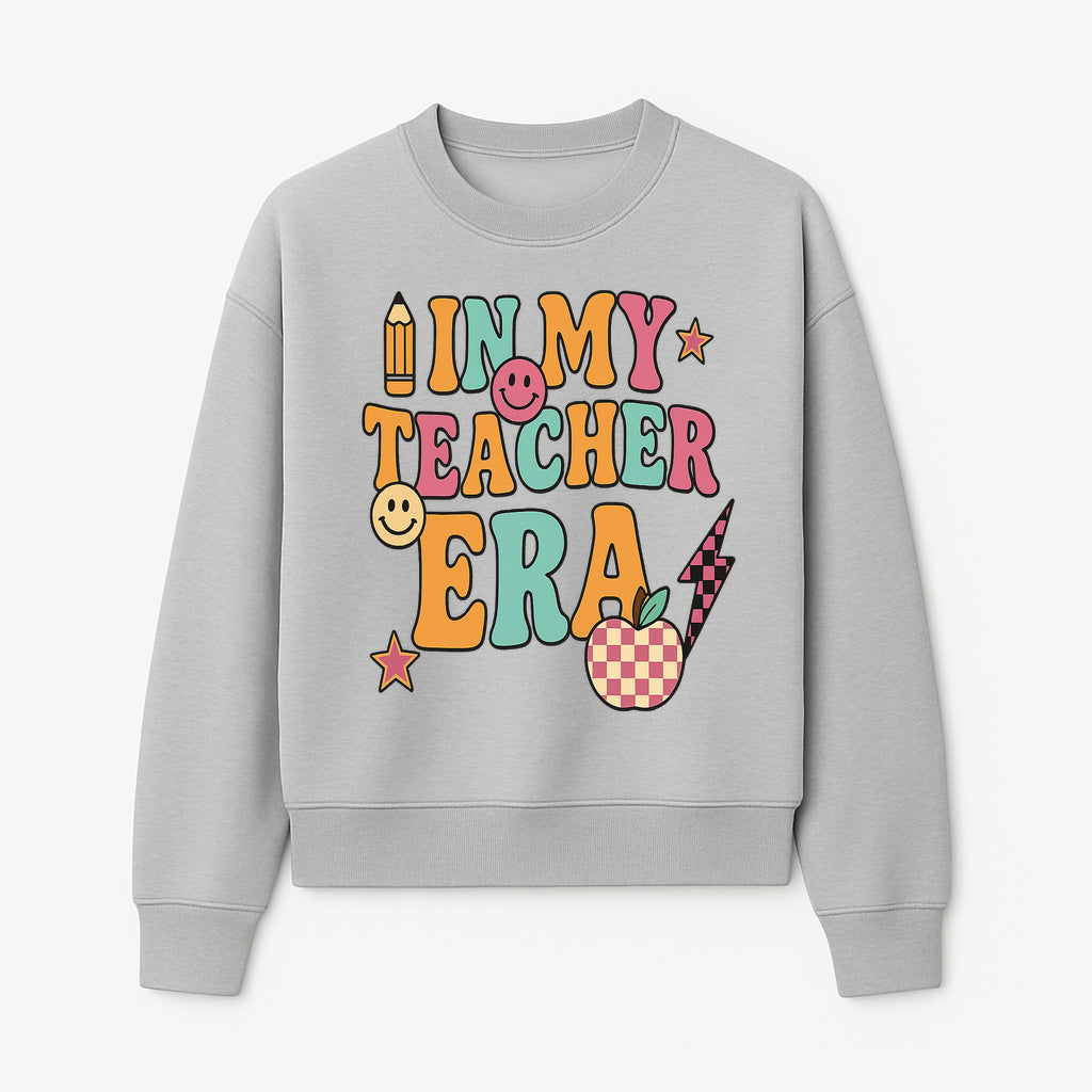 In My Teacher Era Graphic Tee - Retro Style with Happy Faces and School Elements, Perfect for Educators - Sweatshirt 1758093392795.jpg